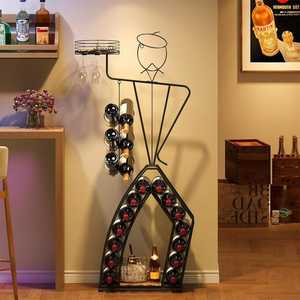 Estante para Vino Metálico Independiente con Capacidad para 20 Botellas, Mini Bar con Cubitera, Diseño Art Deco, Sostenible para el Hogar, Cocina, Comedor y Bebidas - Product Image 2