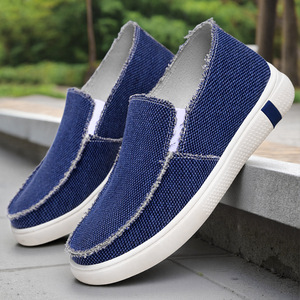 Men walking <b>shoes</b> Blue Canvas Slip-On Round Toe Breathable Rubber Outsole EVA Midsole All Seasons Casual <b>Shoes</b> - Product Image 1