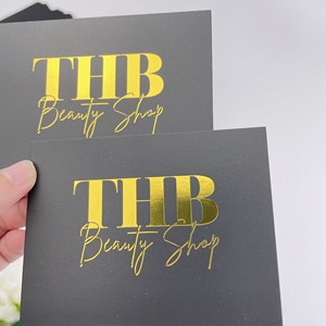 การ์ดขอบคุณพิมพ์ลายทองคำเปลว ขนาด 7.5x10 ซม. ออกแบบโลโก้ได้ตามต้องการ สำหรับร้านเสื้อผ้าบูติก ดีไซน์หรูหรา สีดำ สำหรับธุรกิจ  ลดราคาพิเศษ - Product Image 5