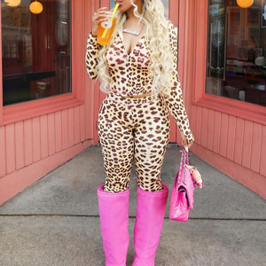 Wholesale New Leopard Print Long-Sleeved Hooded Two-Piece <b>Set</b> for Women Fashion - Product Image 2