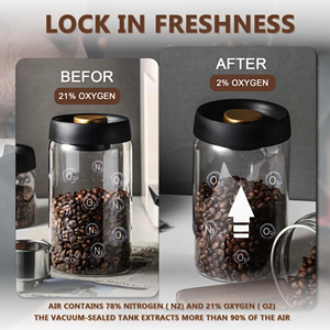 Barattolo di <span class=keywords><strong>Vetro</strong></span> Trasparente con Coperchio <span class=keywords><strong>Sottovuoto</strong></span>, Contenitore per Conservazione Alimenti Sicuro per Cucina Domestica e Conservazione Chicchi di Caffè - Product Image 4