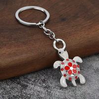 Porte-clés en métal style dessin animé vintage prêt à expédier breloque tortue pour les amoureux des animaux porte-clés mousqueton rétro