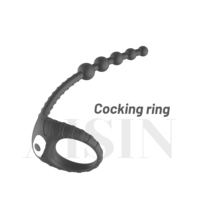 Anneau de bite vibrant avec télécommande sans fil pour massage de la prostate et perles anales Anneaux de bite pour hommes Sex Toys pour hommes