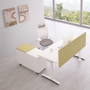 Dual Motor Height Adjustable Electric Standing <b>Desk</b> Modern Office Screen Workstation for Small Office Cubicle Sit Stand Option - Product Image 2