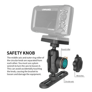 VINmounts 1.5 Inch <b>Slide</b> Ball Fish Finder Mount Kit Anti-Theft Lock Dual Socket Arm 360° Adjustable Marine Bracket with Base - Product Image 5