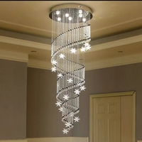Mode Moderne Double Escalier En Spirale Salon Cristal Goutte Éclairage Carré Led Lustre
