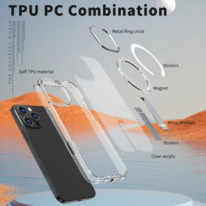 เคสโทรศัพท์มือถือใส TPU พร้อมที่ยึดทางจิตฝาครอบไร้สายแม่เหล็กสำหรับ iPhone 11 12 13 14 15 16 Pro Max PLUS - Product Image 3
