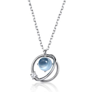 Oro Blanco joyería de dama de honor <span class=keywords><strong>el</strong></span> karma círculo S925 de plata esterlina Topacio collar de piedras preciosas - Product Image 1