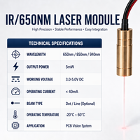 Module laser rouge 650 nm 5 mW à motif de points, diode laser haute stabilité pour composant électronique de circuit imprimé et positionnement, certifié CE RoHS