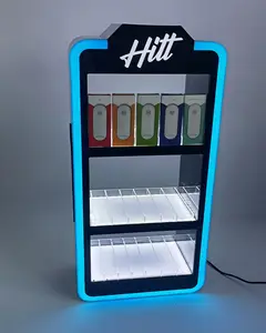 Tinya ücretsiz örnek duman tatlar akrilik ekran standları sayaç RGB LED işıklı tütün sigara ekran dolabı