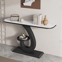 Table console en ardoise de luxe léger, design détachable, rangement ouvert, style moderne simple, semi-circulaire, pour entrée, couloir, hall d'entrée, table d'appoint