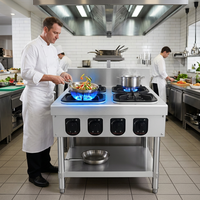 Cuisinière à gaz commerciale haute puissance à 4 brûleurs pour la restauration, les cafés et les cuisines professionnelles