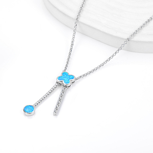 Jewelry Manufacturer Professional Customized New Style 925 Sterling Silver High Grade Natural Blue <strong>Opal</strong> Gemstone <strong>Necklace</strong> - Product Image 2