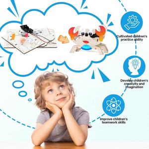 <span class=keywords><strong>Kit</strong></span> de robot crabe en bois à monter soi-même, modèle d'assemblage STEM, jouet crabe rampant électrique pour enfants - Product Image 2