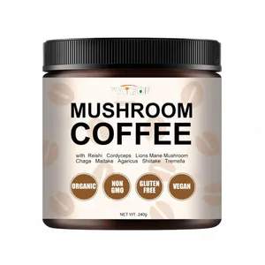 Pó de café instantâneo de cogumelo de marca própria OEM com cogumelos orgânicos solúveis em água Reishi Cordyceps Lion Mane