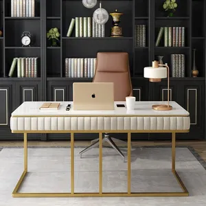 Meja Kantor Atas Marmer Modern Kontemporer, Emas untuk Digunakan Di Rumah