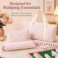 Ensemble de 3 sacs de rangement matelassés roses à motifs floraux pour Mahjong, sacs portables pour accessoires de Mahjong, grande capacité, écologiques et durables