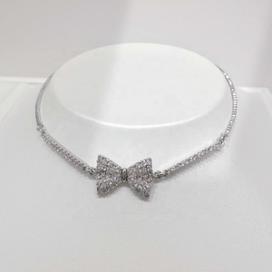 Pulsera de cadena de latón con corazón de circonita, lazo lindo, chapado en oro de 14k, joyería de moda de lujo para mujer, pulseras de tenis - Product Image 2