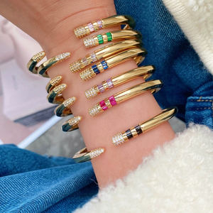 Pulseiras de Lápis de Luxo para Mulheres, Designer, em Prata com Revestimento de Ouro 18k, com Zircônia Cúbica Colorida, Livre de Chumbo e Níquel - Product Image 1