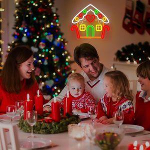 Luces LED de neón para Navidad, decoraciones para ventanas, casa de pan de jengibre, letrero de luz para paisaje, decoración navideña, luces de neón personalizadas - Product Image 3