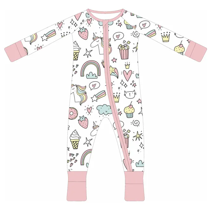 Pyjamas personnalisés en bambou pour bébés et enfants, impression numérique