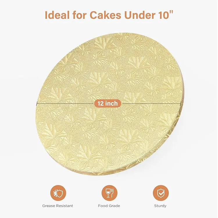 Vente en gros de planches de cercles à gâteau en feuille d'argent personnalisé 6 8 10 12 pouces Base à gâteau en carton tambours à gâteau ronds