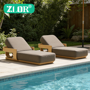 Meubles de jardin <span class=keywords><strong>en</strong></span> <span class=keywords><strong>teck</strong></span> de luxe moderne, chaises de <span class=keywords><strong>piscine</strong></span>, chaises longues d'extérieur, chaises de plage, ensemble de patio pliable résistant aux UV - Product Image 1