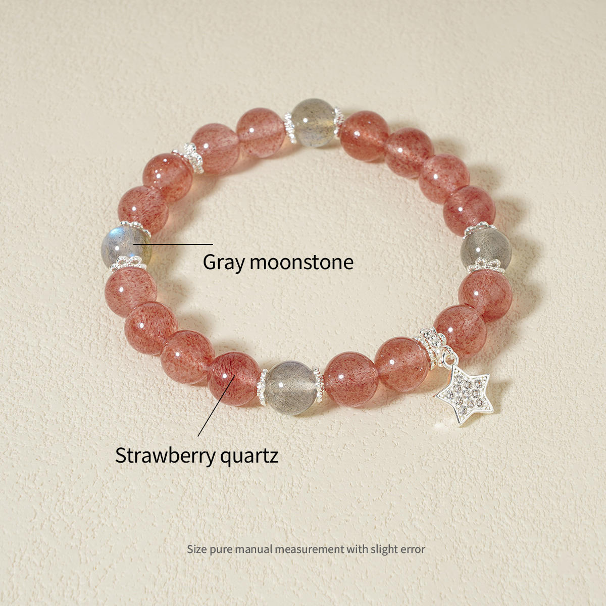 Bracelet en cristal de quartz de fraise