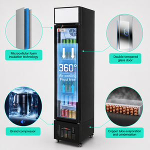 Congélateur vertical ultra-fin de 115 <span class=keywords><strong>litres</strong></span> à refroidissement direct, armoire de congélation autonome pour restaurant, réfrigérateur commercial avec porte vitrée pour la restauration - Product Image 6