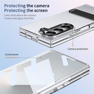 Funda delgada transparente para PC, protección completa dura, funda con soporte de Metal para <span class=keywords><strong>Samsung</strong></span> Galaxy Z <span class=keywords><strong>Fold</strong></span> 6 5 <span class=keywords><strong>4</strong></span> con vidrio templado - Product Image 3