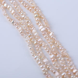Perles d'eau douce blanches naturelles en vrac de 18 cm, 3,5-4 mm, plaquées gris, semi-finies, pour bracelet DIY - Product Image 3