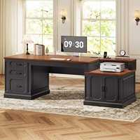 Bureau de direction pliable et réglable avec tiroirs de rangement intégrés et grande station de travail informatique