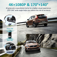 Verborgen Design 4K+1080P Dashcam Dubbele Lens 170/140 Enkele Lens 128GB Geheugenkaart Nachtzicht WIFI App 1 Jaar Garantie Parkeren