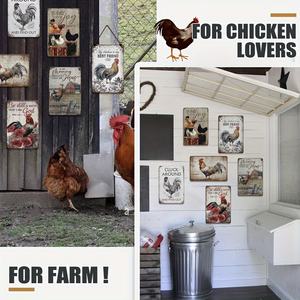 Pancarte en métal rétro « Rooster Chicken » – Décoration murale « Cluck Around and Find Out » pour ferme, poulailler et maison - Product Image 3