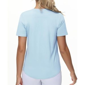 FOXA T-shirt de yoga respirant à manches courtes pour femme, col rond, haut de sport 100% polyester - Product Image 6