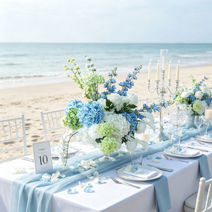 DKB - Bola de Flores Decorativa Personalizada, Rosas Azules y Blancas, Bola de Flores Artificiales para Arreglos de Bodas y Fiestas - Product Image 1