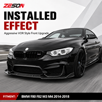 Diffuseur avant en fibre de carbone véritable ZESON style V pour BMW M3 F80 M4 F82 F83 Competition Pack 2014-2018