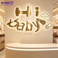 Lettres en acier inoxydable rétroéclairées par LED personnalisées de luxe, enseigne lumineuse Halo Lit, enseigne murale personnalisée avec logo de marque pour salon de beauté et de coiffure