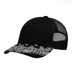 2022 Nieuwe Mannen Vrouwen Mode Chic Verstelbare Blank Piekte Paisley Rand Mesh Back Baseball Gorras Trucker Hoed Golf Hoeden Voor mannen