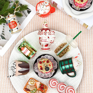Adorno Colgante de Vidrio Teñido Hecho a Mano con Forma de Comida para Árbol de Navidad, Decoración para Pasteles y Bebidas, Fábrica de Navidad - Product Image 2