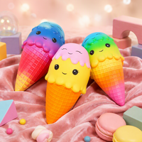 Jouets en PU souples à presser en forme d'animaux, anti-stress, à remontée lente, avec logo, pour la crème glacée artisanale