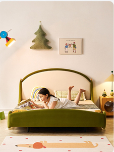 Cama Infantil <span class=keywords><strong>de</strong></span> 1.2 m, Alfombra Mágica Verde, Cuna Flotante <span class=keywords><strong>de</strong></span> Princesa, <span class=keywords><strong>Madera</strong></span> Maciza, Terciopelo Afelpado, para Dormitorio, Comedor, Sala <span class=keywords><strong>de</strong></span> Estar, para Niños - Product Image 5