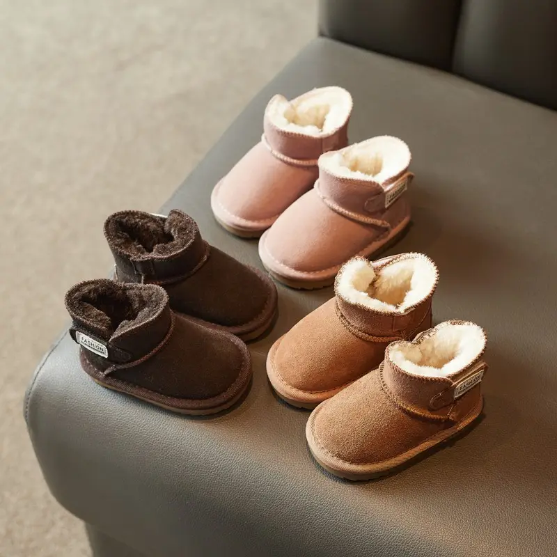 New style solid color plush boots Baby Girl Snow Boots Warm Sweet Children Boots Shoes