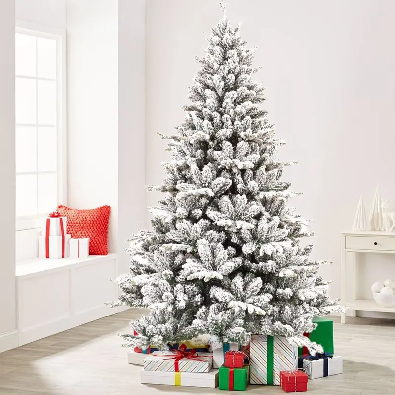 Decorated 5FT 6FT 10FT PE PVC Artificial Snow Christmas Tree Mixed Premium Flocked arbol de navidad kerstbomen Christmas Tree