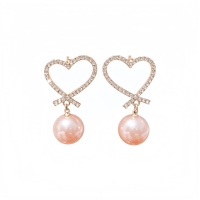 Boucles d'oreilles pendantes de luxe en forme de cœur avec strass et perles pour femmes - Bijoux tendance