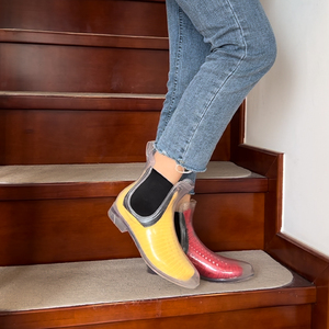 Kustom martin sepatu hujan pergelangan kaki grosir fashion warna permen bening tahan air transparan PVC <span class=keywords><strong>jelly</strong></span> sepatu hujan wanita untuk wanita - Product Image 6