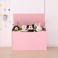 Banco de Madera Rosa Austin Toybox con Bisagra de Seguridad - Organizador Multifuncional para Sala de Juegos, para Libros y Juguetes