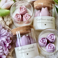 Bougies en cire de soja bio personnalisées, cadeaux promotionnels, souvenirs de luxe, bougies fleuries, bougies parfumées à la tulipe pour invités, mariage, maison