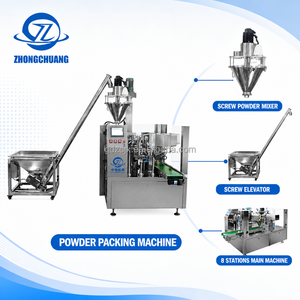 Máquina Envasadora Rotativa de <span class=keywords><strong>Polvo</strong></span> de Cúrcuma y Multani Mitti con Sistema de Llenado por Auger para Bolsas Preformadas con Cierre Zip - Product Image 3