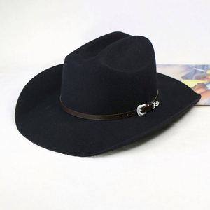 Sombrero de Vaquero de Lujo OEM ODM con Cinturón de Cuero y Fieltro 100% Lana, Estilo Americano Occidental, Diseño Liso para Fiestas y Viajes - Product Image 1